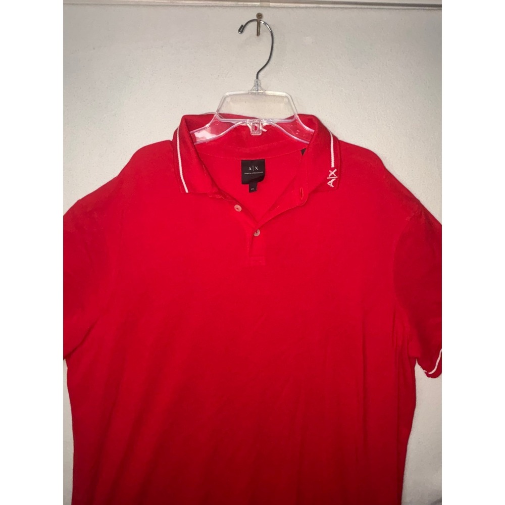 Armani Exchange Mens Red Tipped Logo Collar Short Sleeve Polo Shirt XXL